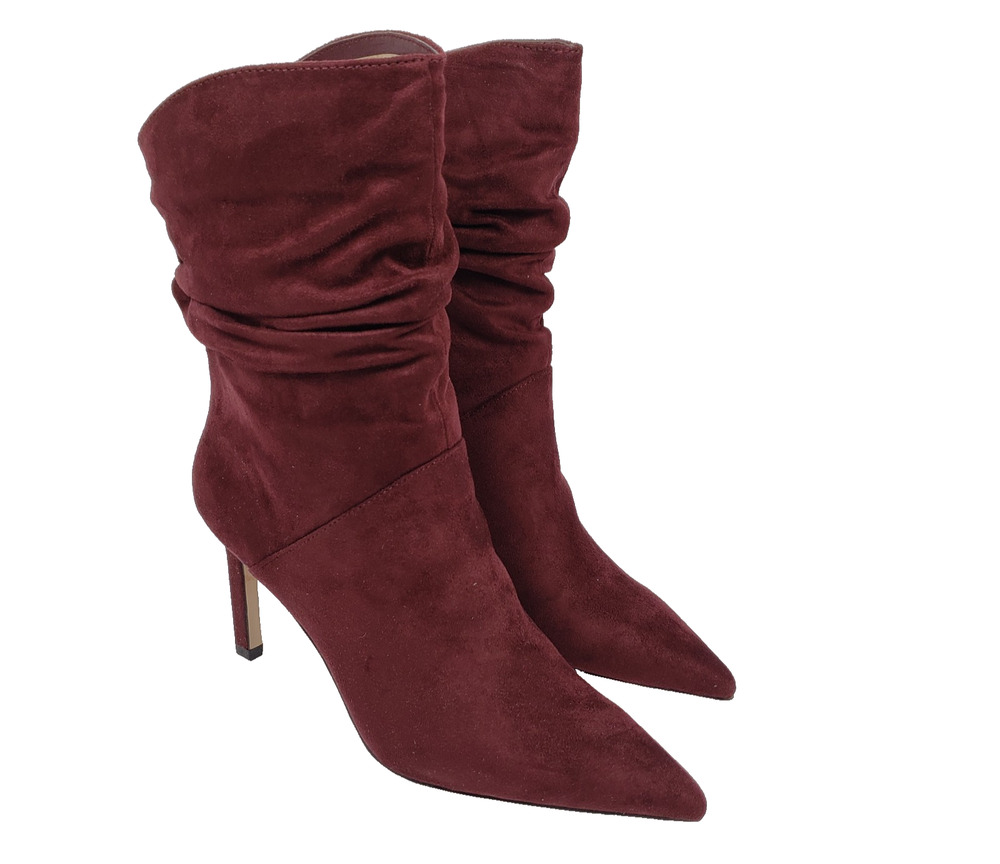 Jessica Simpson Elisti Womens Size 6.5 Dark Cherry 3.5 Heel Scrunch Bootie Shoes